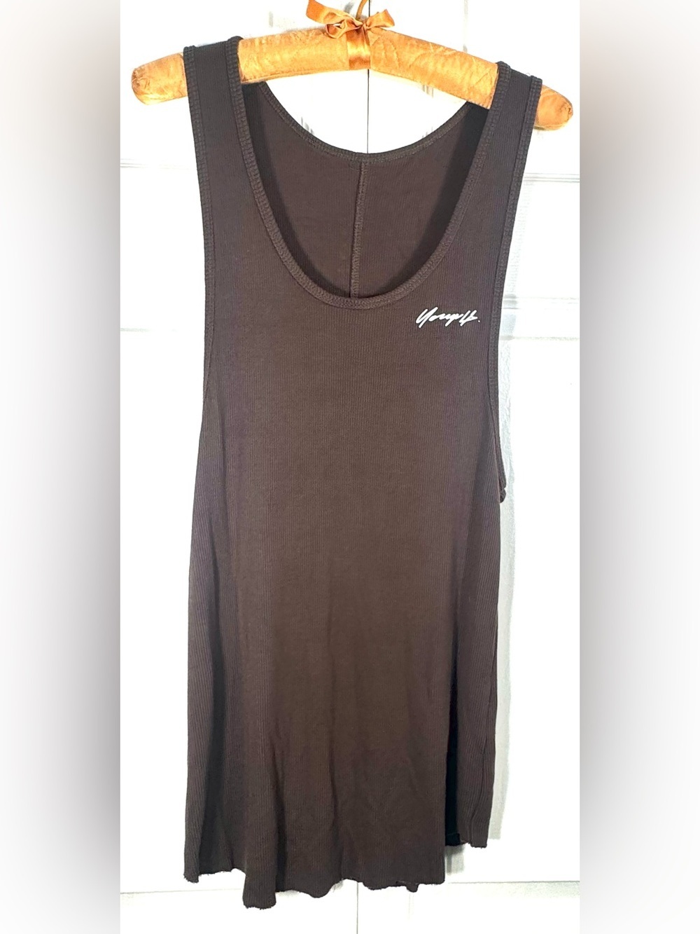 YoungLA Ribbed Pima Cotton Longline Tank Top Brown Size Medium
